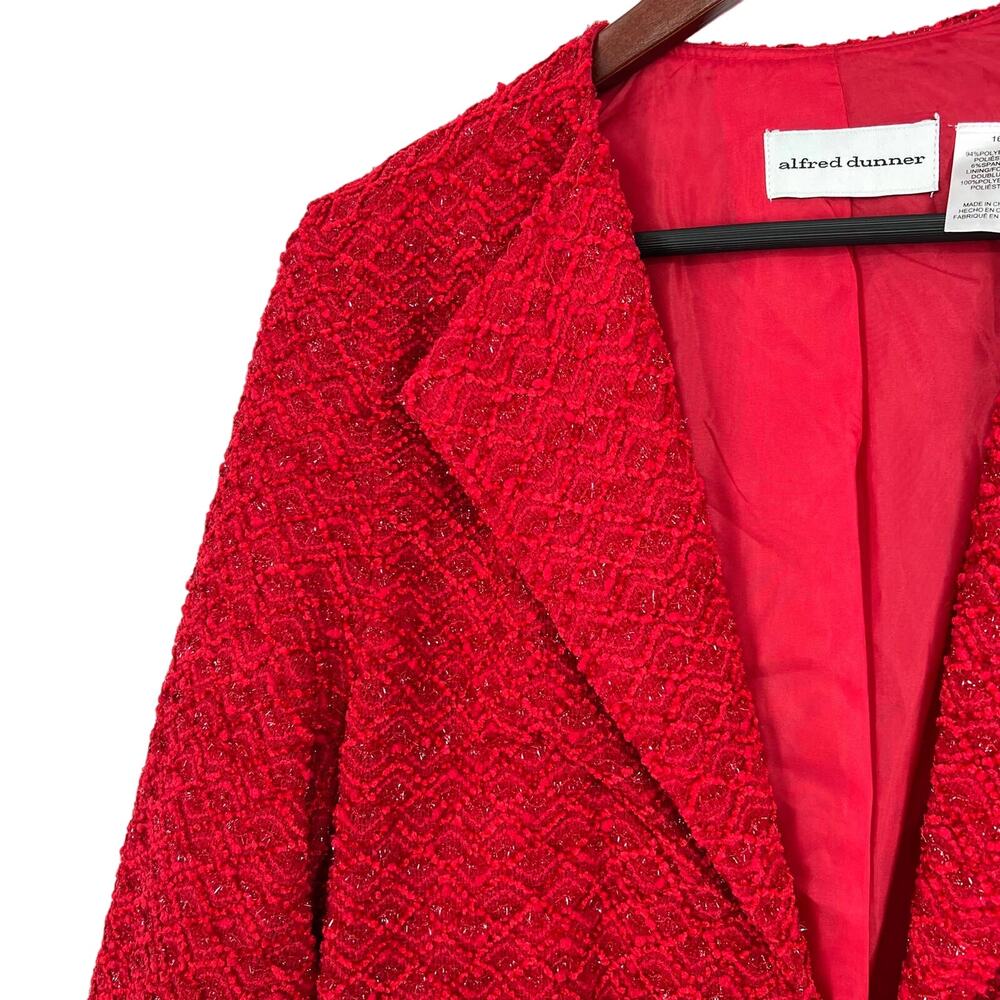 NEW NWT Alfred Dunner BEAUTIFUL Sz 16 Red Sparkly Jacket Blouse Shirt Top - Picture 3 of 9